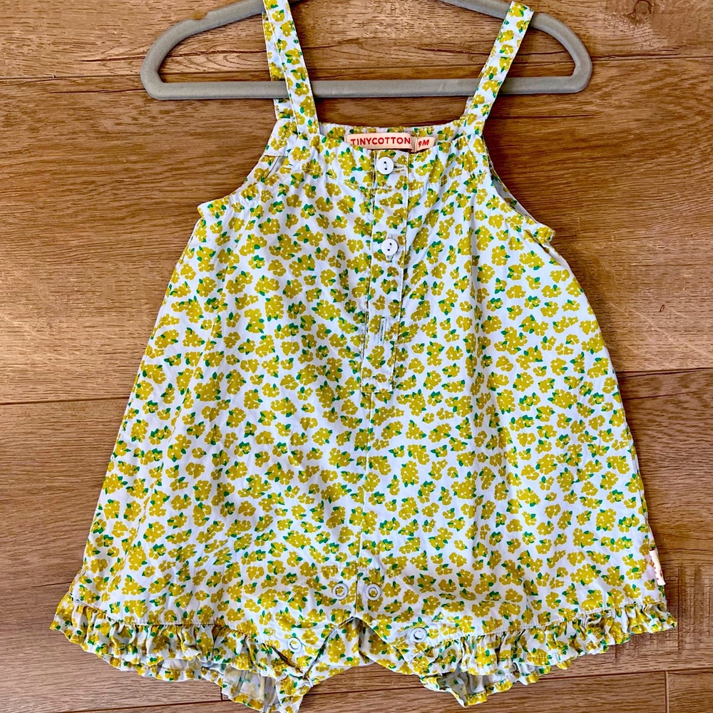 🤍 EUC! Tiny Cottons floral baby girl onesie romper 🌾 sz 9M